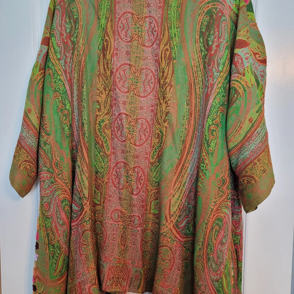 Soft Surroundings Multicolor Embroidered, Paisley, Open Jacket - Picture 5 of 6